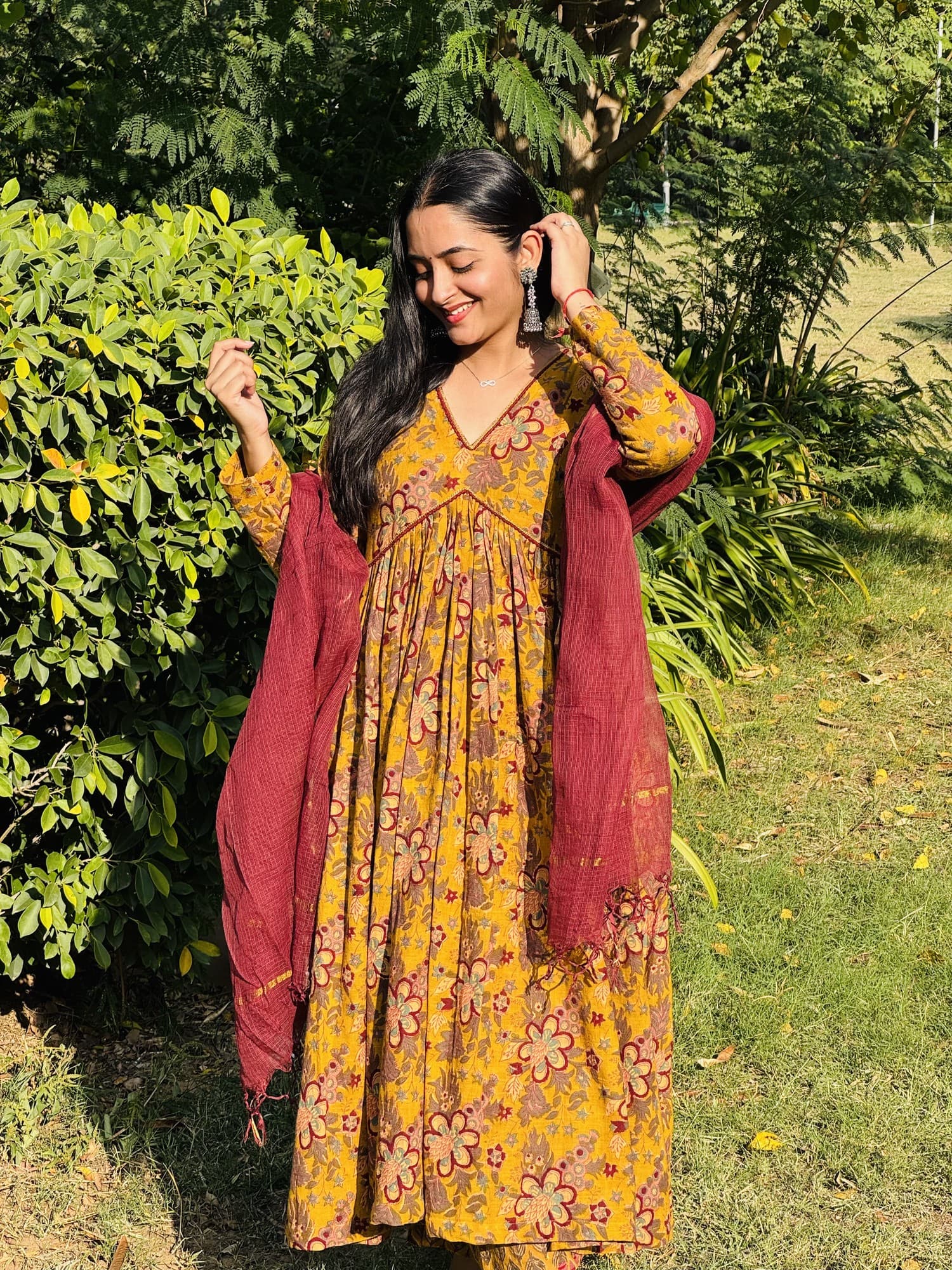 Cotton Slub Alia Cut Anarkali Suit Set