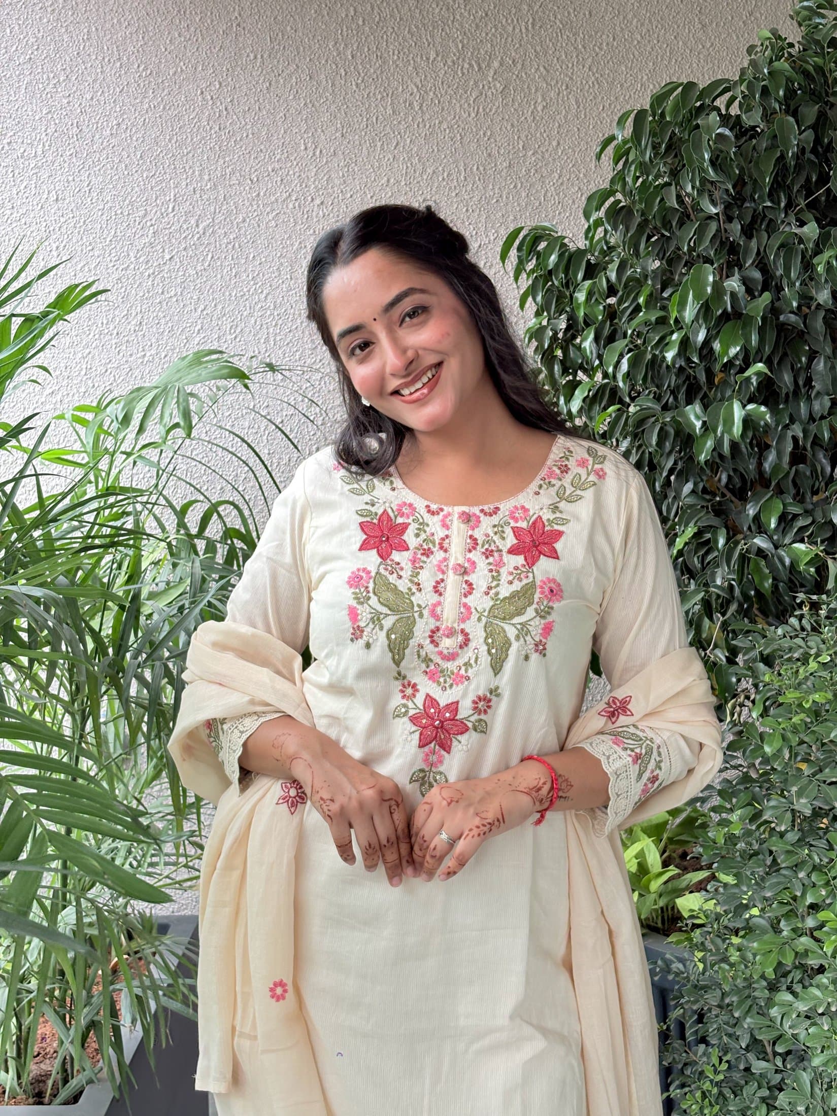 Silli Cotton Embroidered Straight Suit Set